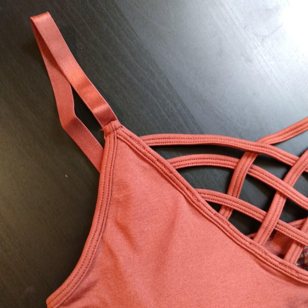 2X/3X Dark Purple Front V Lattice Bralette +bra padding adjustable straps Zenana - Picture 5 of 15